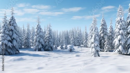 winter landscape with trees and snow © Zain Graphics