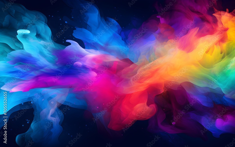Fototapeta premium Colorful abstract smoke on a black background.