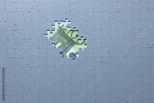 Foto The euro is the currency of the European Union, money inflation concept,  financial crash, euro banknotes, high living costs
