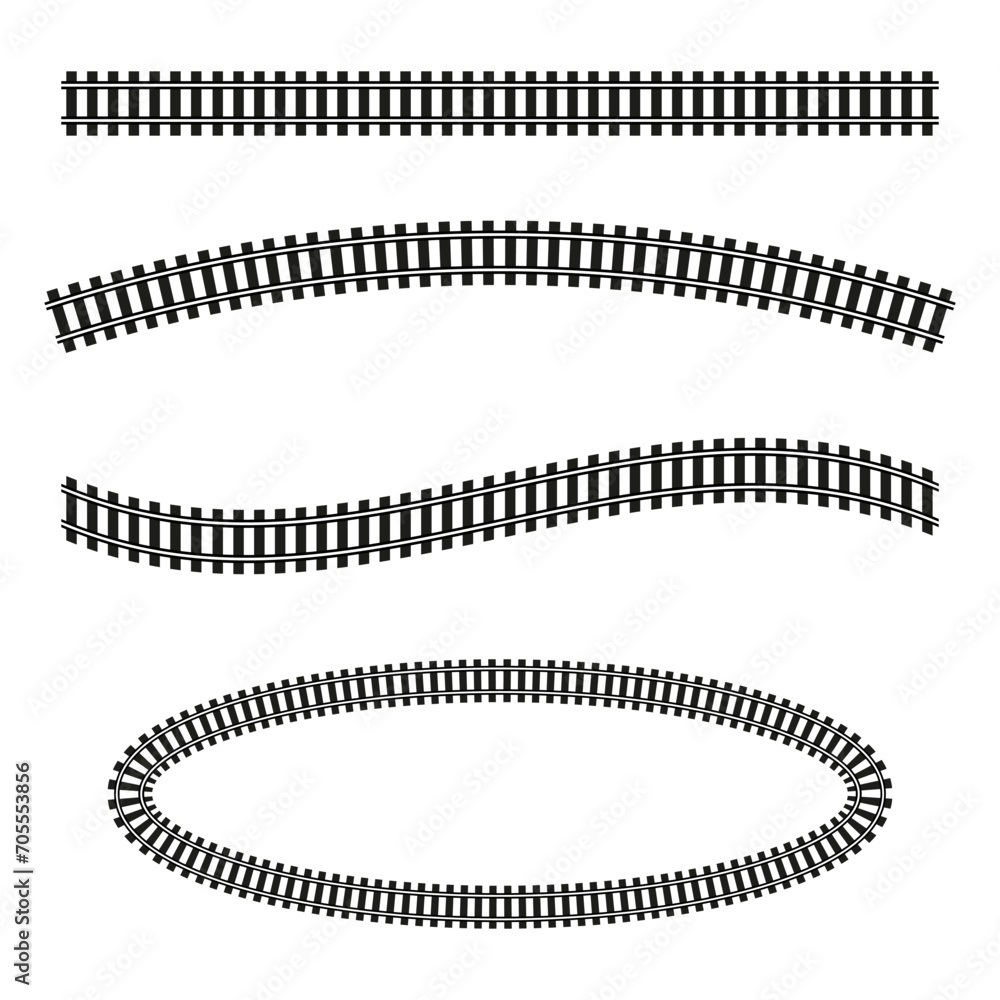 Traintrack, railroad, railway contour. Vector illustration. PS 10.