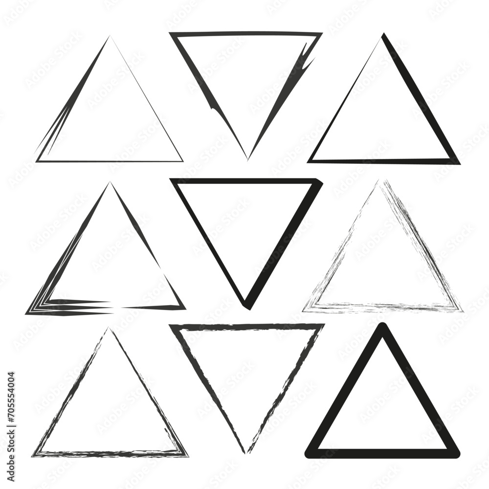 Brush paint ink triangle shaped elements. Vector illustration. EPS 10. Brush paint ink triangle shaped elements. Vector illustration. EPS 10.