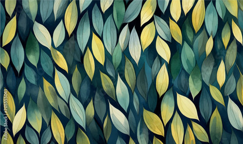 green watercolor abstract background with leaves