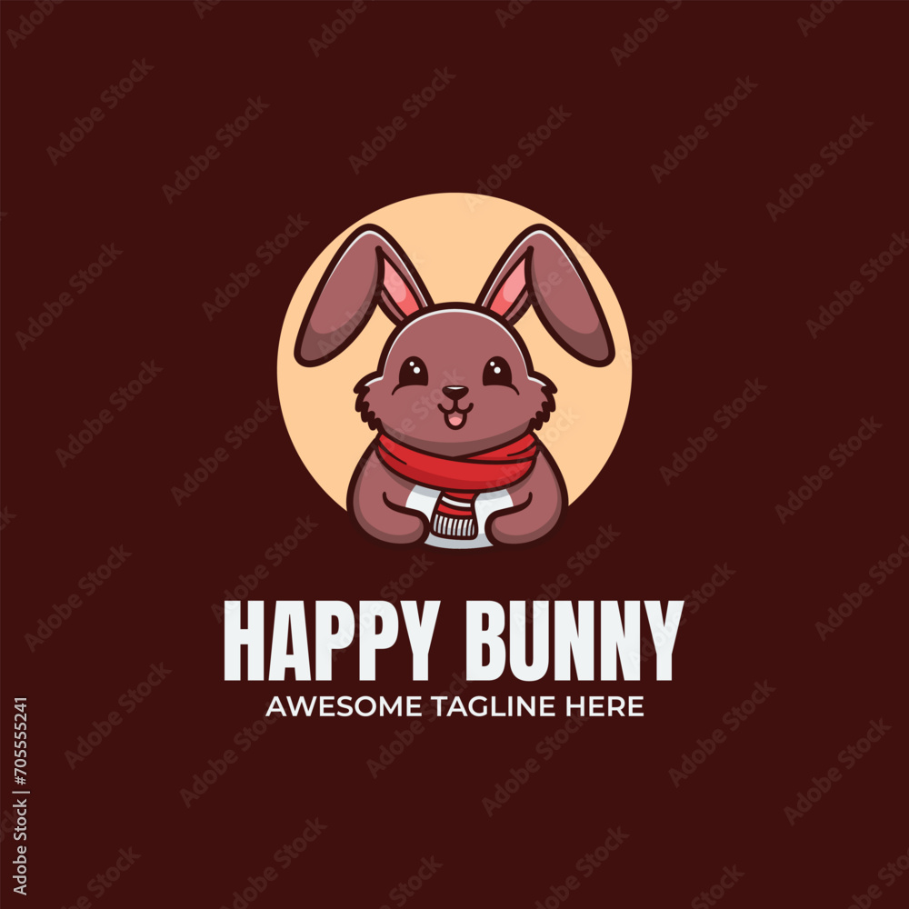 Fototapeta premium Happy Bunny Mascot Logo Design