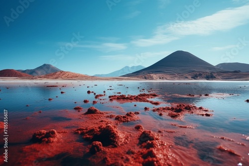 The coastal terrain featuring rocky mountains.       