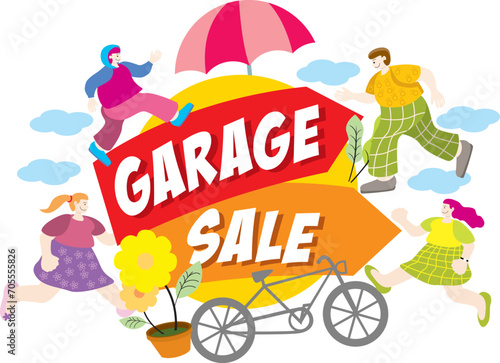 full color template garage sale vector illustration