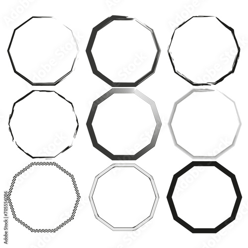 Grunge circle brush ink frames set. Vector illustration. EPS 10.