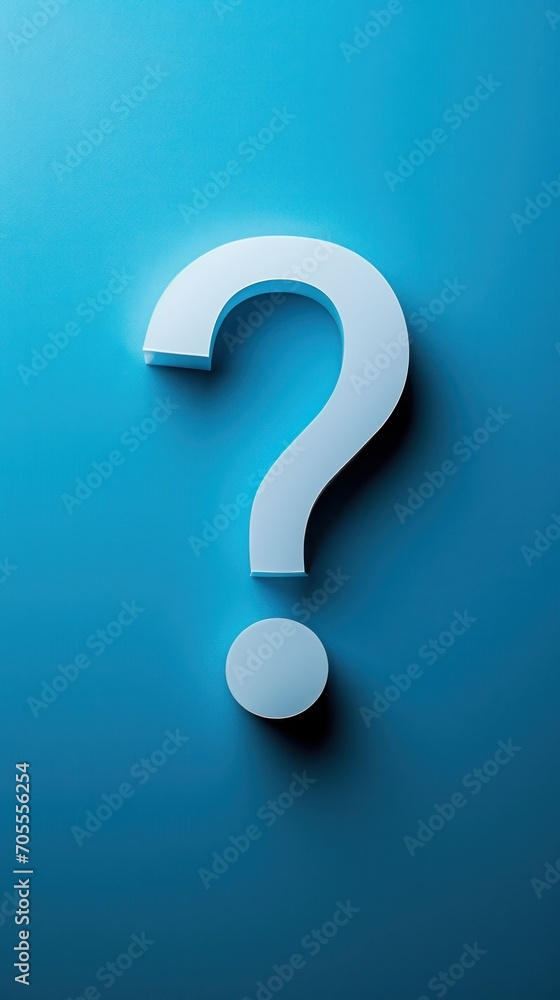 white question mark casting a shadow on blue backdrop, questioning, exploration, and discovery white question mark casting a shadow on blue backdrop, questioning, exploration, and discovery