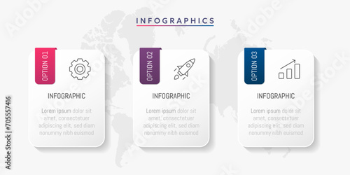 Business infographic vector illustration 3 steps or options with icons