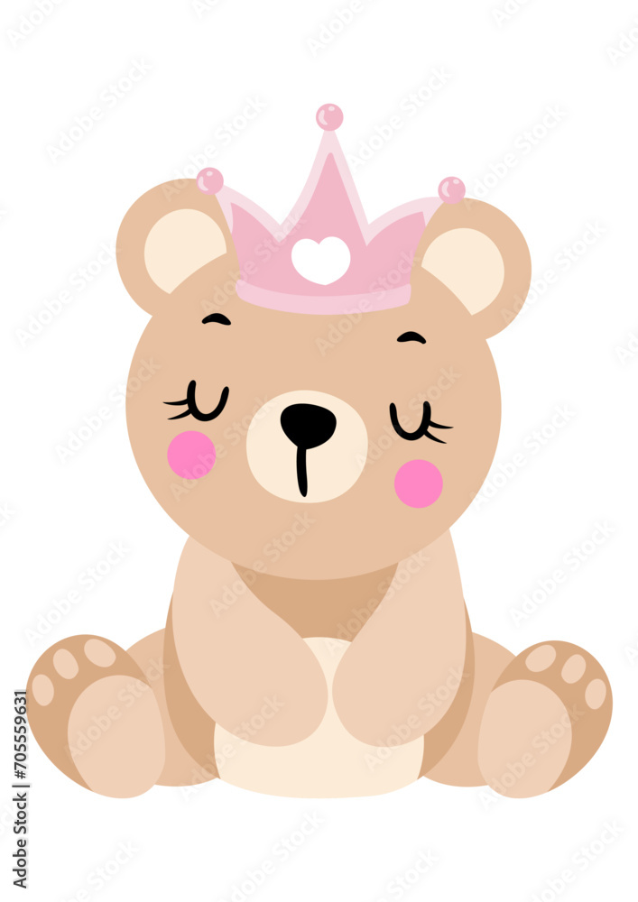Princess teddy bear sitting with crown