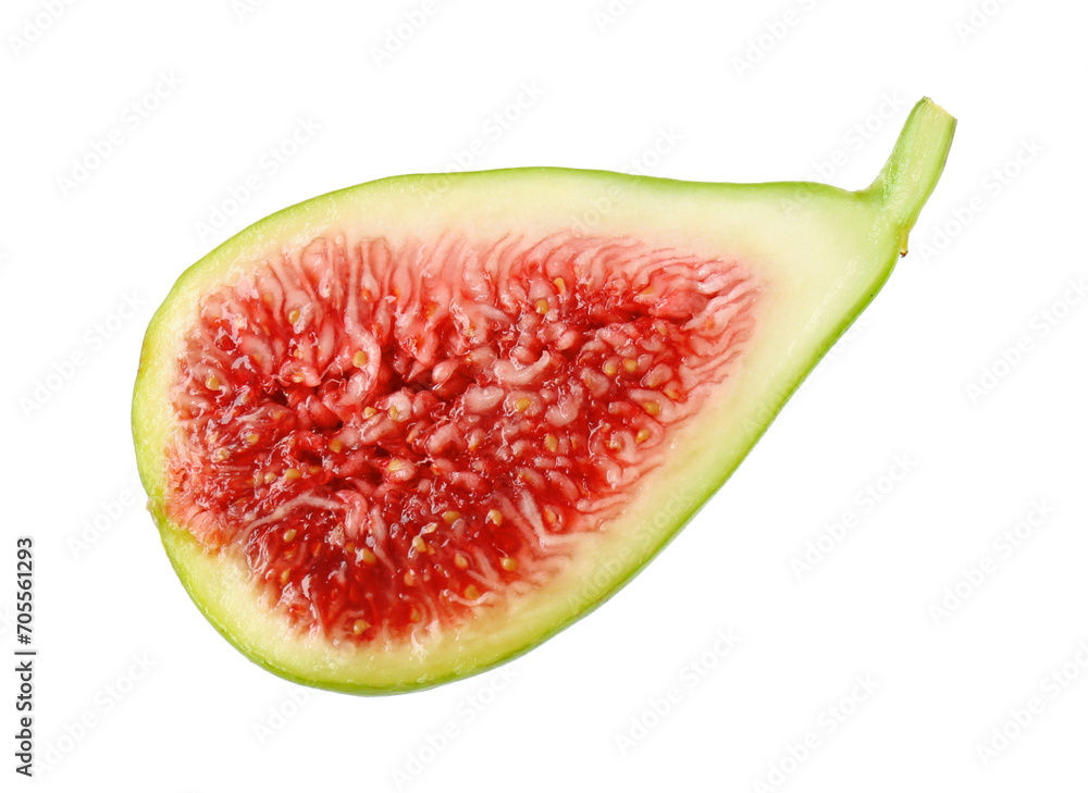 Half of fresh green fig isolated on white