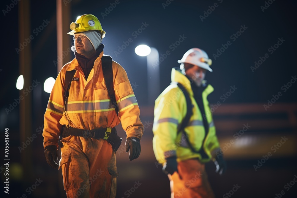 high-visibility clothing on workers at night high-visibility clothing on workers at night