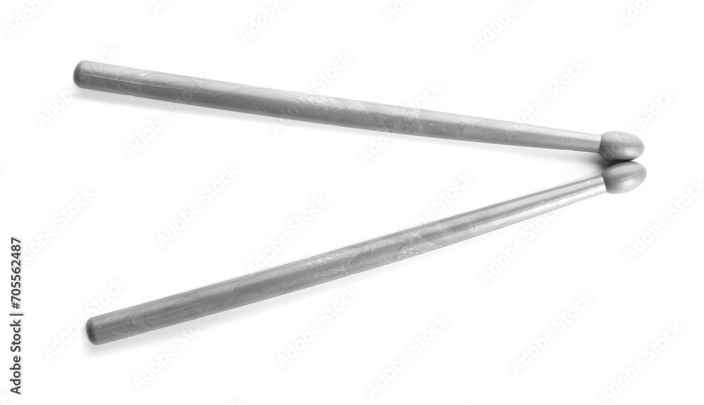 Two drum sticks isolated on white, top view Two drum sticks isolated on white, top view