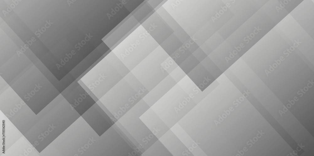 Obraz premium Abstract white and gray background design with layers of textured white transparent material in triangle and squares shapes. White color technology concept geometric line vector background.