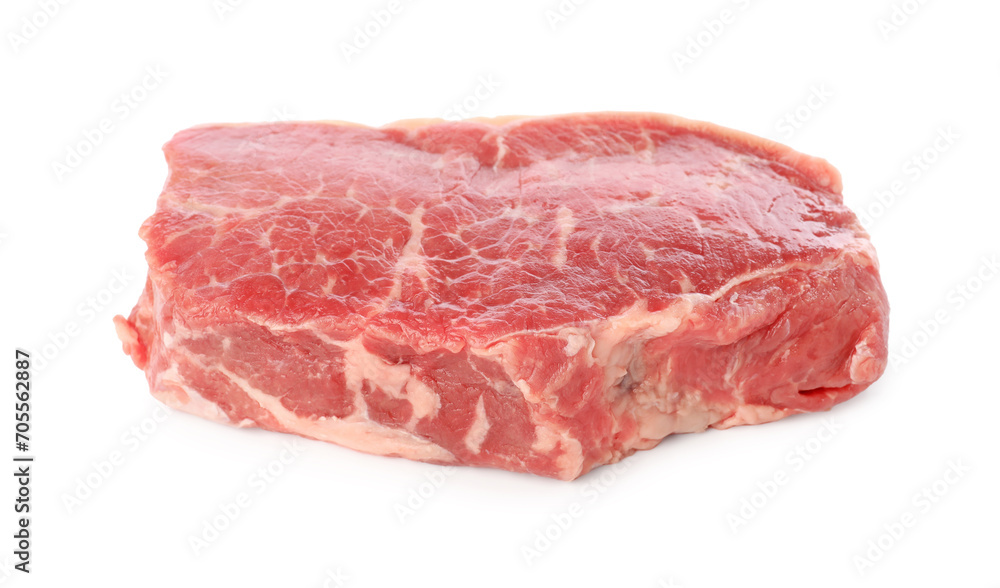 Steak of raw beef meat isolated on white Steak of raw beef meat isolated on white