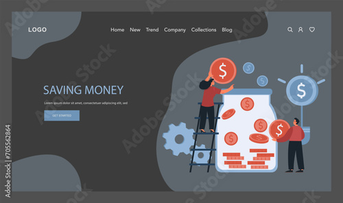 Financial planning web banner or landing page dark or night mode. Personal and family budget development, expense management. Investing money. Financial well-being. Flat vector illustration
