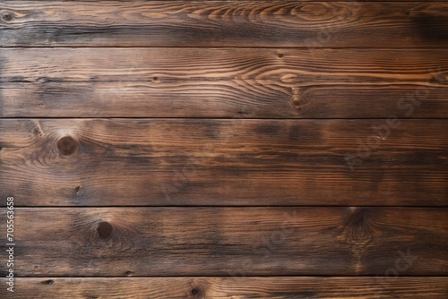 Wood plank top desk background, above view. Closeup grunge brown wooden oak table Generative AI