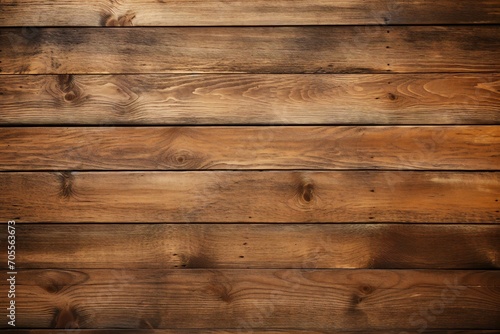 Wood plank top desk background, above view. Closeup grunge brown wooden oak table Generative AI