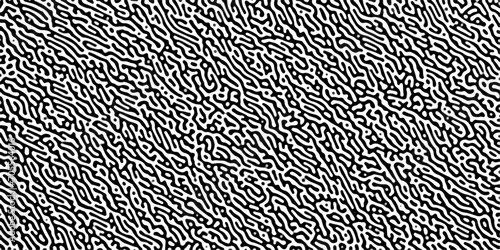 Turing reaction diffusion monochrome seamless pattern with chaotic motion .Linear design with biological shapes. Organic lines in memphis. abstract turing organic wallpaper background .