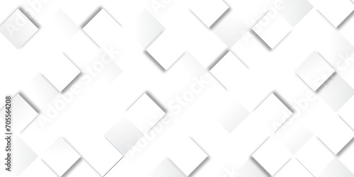 Paper geometrical white abstract vector background. White geometric pattern of rhombuses with soft light grey strict shadows Abstract banner for your design. technologic white squares Background.