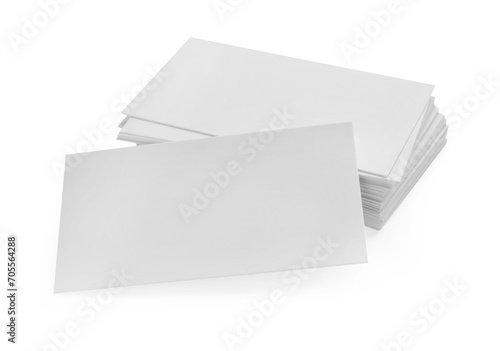 Blank business cards isolated on white. Mockup for design