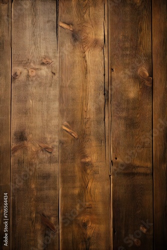 Wood plank top desk background, above view. Closeup grunge brown wooden oak table Generative AI