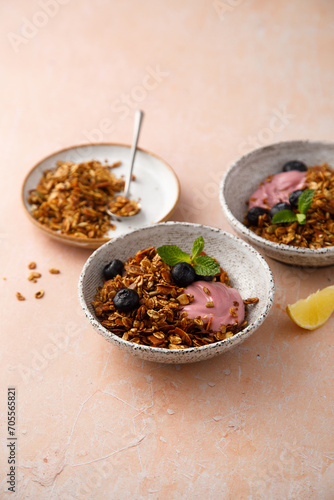 Granola bowl with yogurt and berries