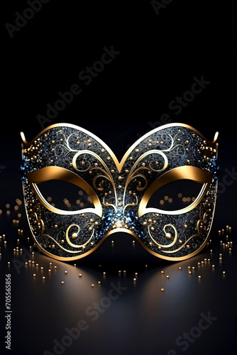 Bright carnival mask and confetti on black background vertical photo © Kseniya