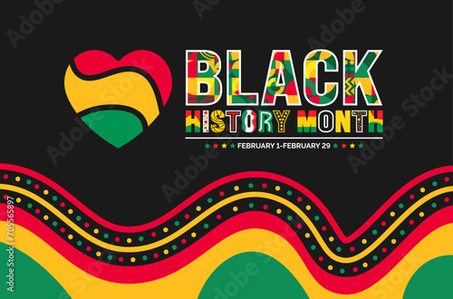 African American Black history month colorful lettering typography with love icon concept background. Celebrated February in united state and Canada. Juneteenth Independence Day. Kwanzaa photo