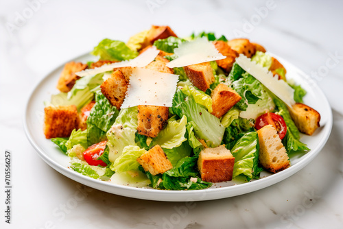 Delicious caesar salad in plate