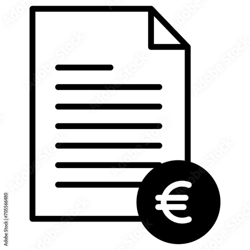 Euro document solid glyph icon