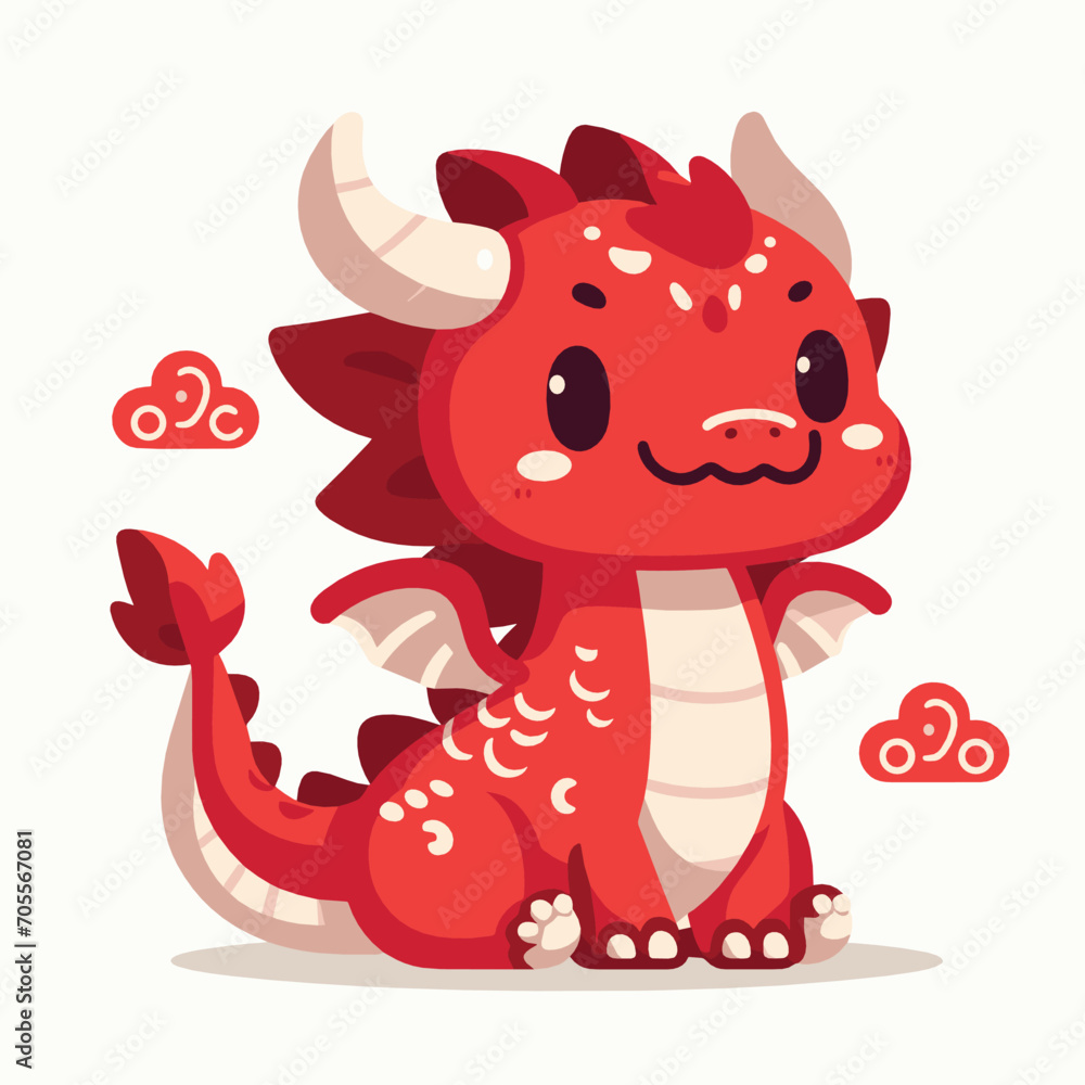 Fototapeta premium Welcome the Chinese New Year with our 2024 Dragon Icon! This charming design features a stylized dragon, a symbol of power, strength, and good luck in Chinese culture.