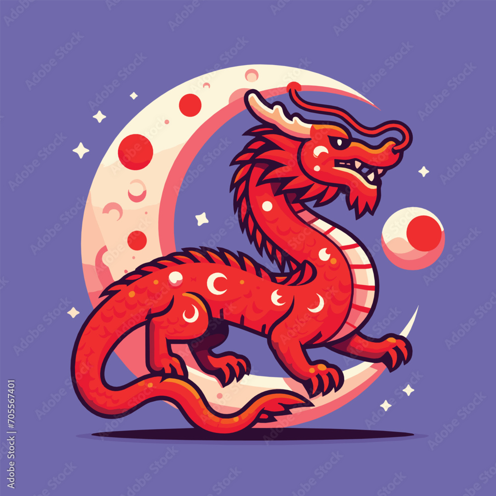 Obraz premium Welcome the Chinese New Year with our 2024 Dragon Icon! This charming design features a stylized dragon, a symbol of power, strength, and good luck in Chinese culture.