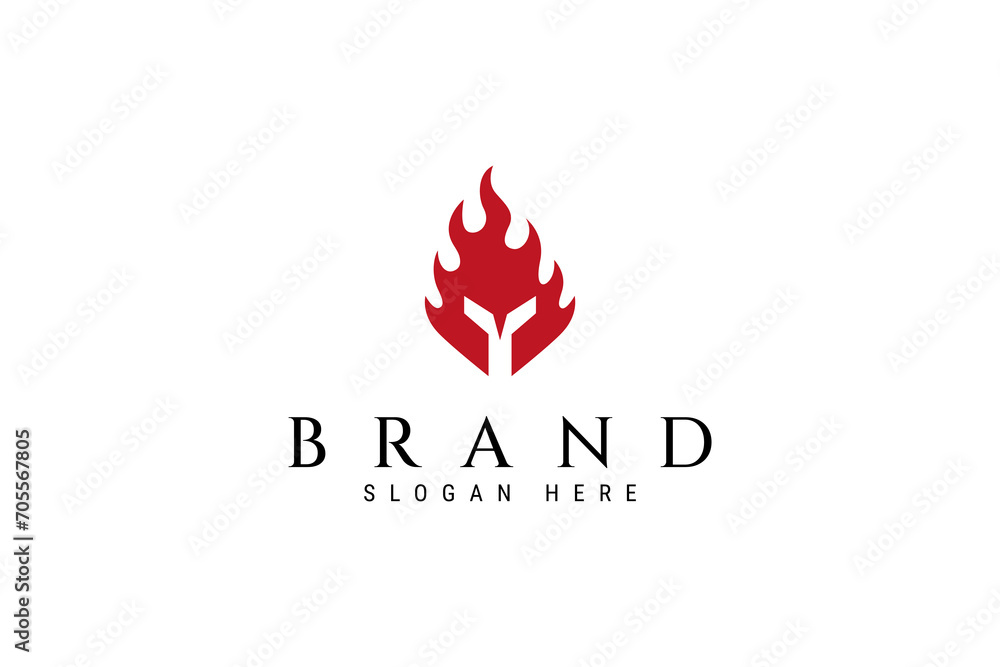 spartan logo design template flat vector. spartan fire burn creative logo design red color. spartan logo design template flat vector. spartan fire burn creative logo design red color.