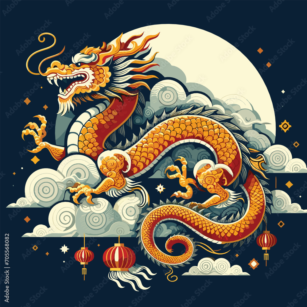 Vecteur Stock Welcome The Chinese New Year With Our 2024 Dragon Icon