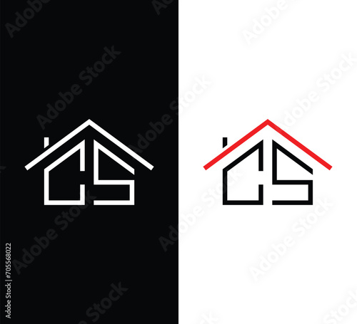 Letter CS Home Logo Design. Usable for Business Logo. Home Vector Logo