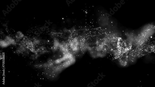 Abstract white clean, soft, shiny and blurred particle moving on black background. Abstract blurred circle beautiful bokeh motion design