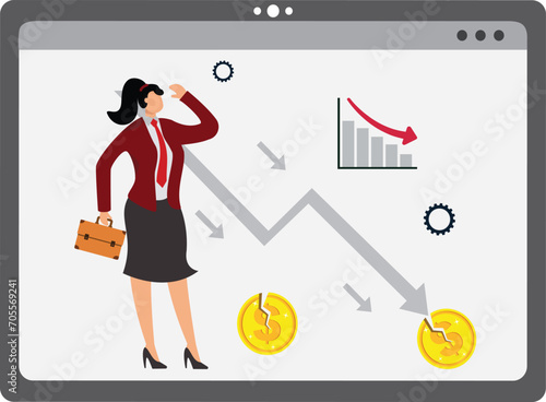 Subprime Loan Crisis Illustration, Businesswoman