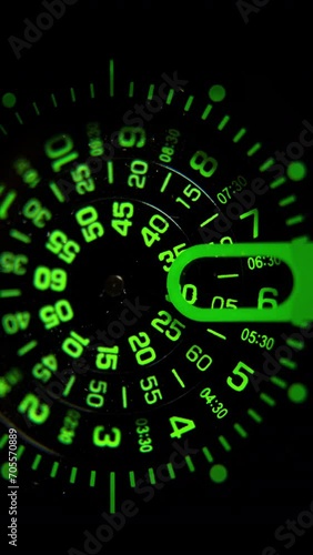 closeup of analogue clock face in vertical photo