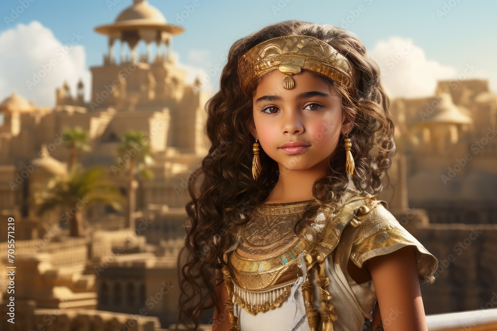 Historic Girl egyptian city. Civilization culture. Generate AI