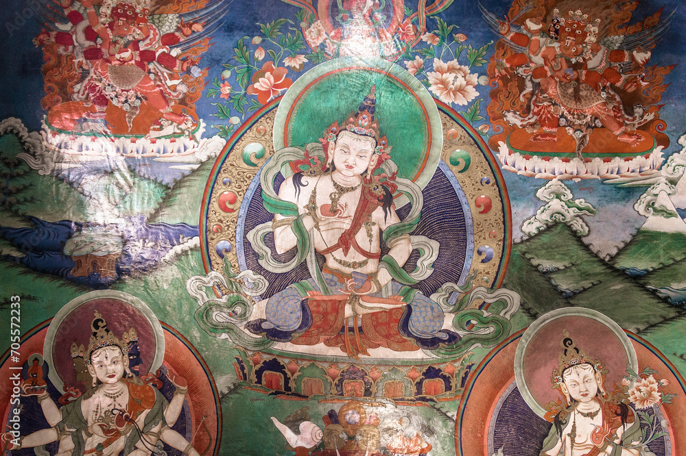 Vajrasattva, Chimre Monastery Frescoes, Thangki, Buddhist Art, Tibetan Buddhism