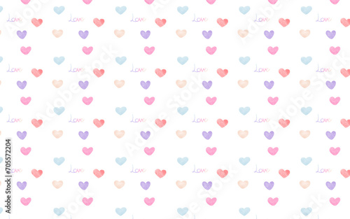 watercolor valentine's day heart seamless pattern background illustration 