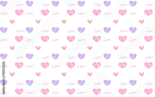 Valentine's day seamless background watercolor illustration