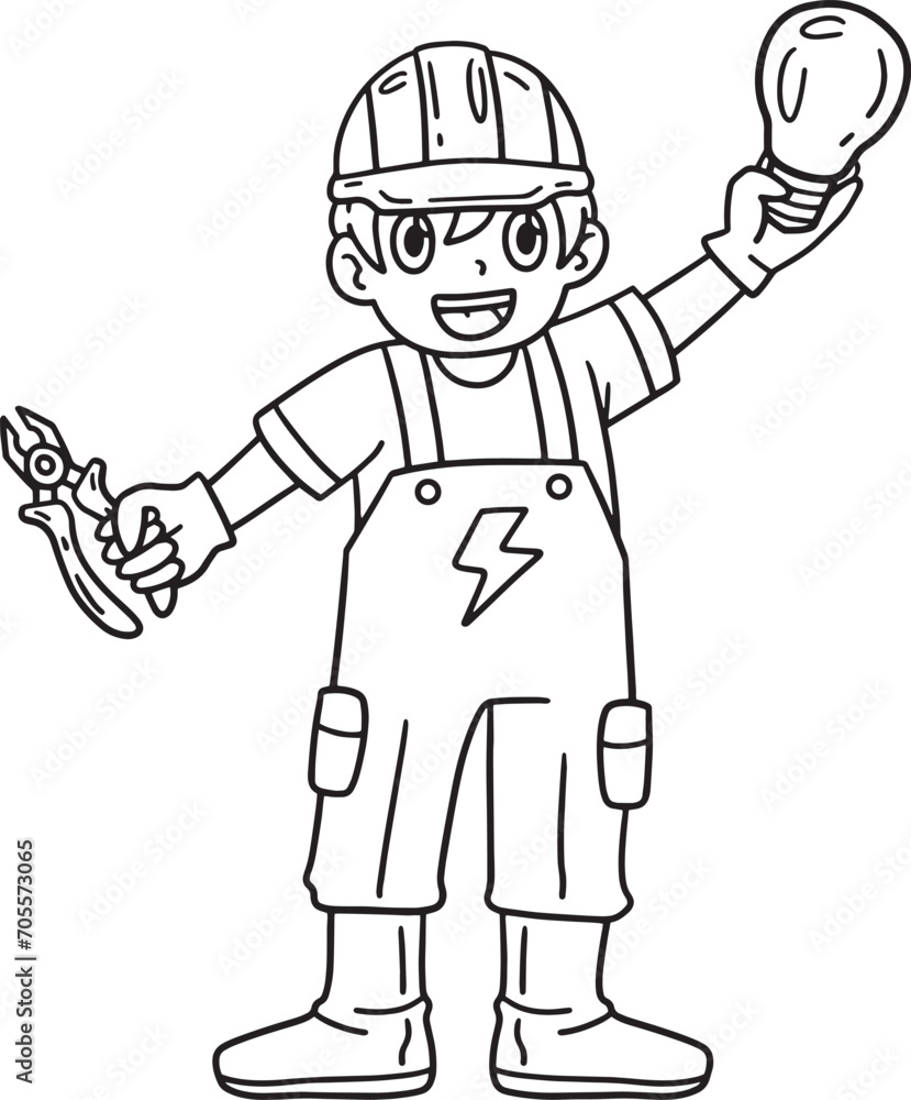 Construction Electrician with Bulb Pliers Isolated Construction Electrician with Bulb Pliers Isolated