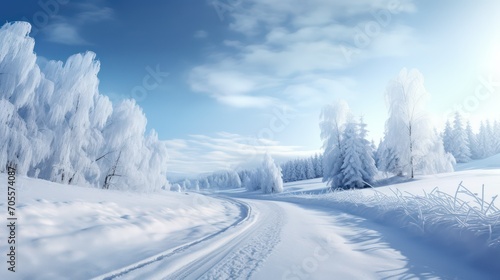 snow-covered road in winter