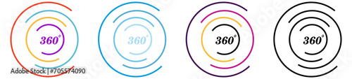 360 degrees modern company logo with colorful circle lines.