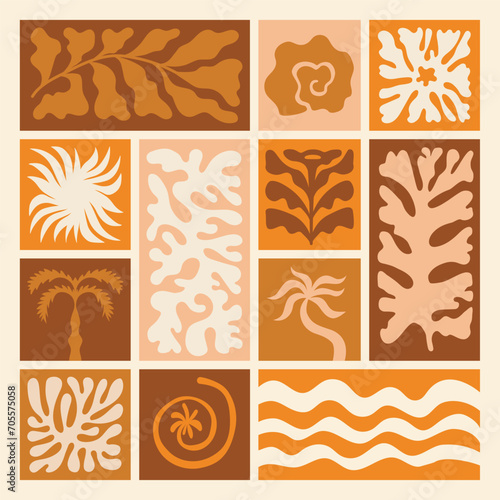 Vector logo and print design templates, summer palms, tropical hand drawn illustrations,  palm trees boho elements, vertical covers and banners