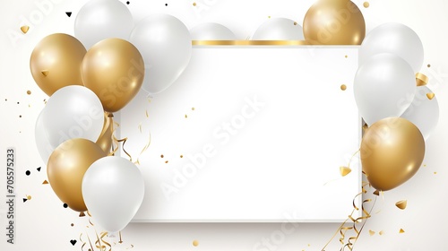 Celebration party Banner decoration with gold color balloon background. Rich Grand Opening Card. frame template. Used for templates or backgrounds, banners.