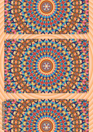 kaleidoscope pattern using floral design with vibrant colors