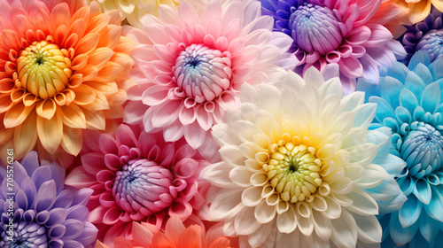 Multi colored chrysanthemum flowers