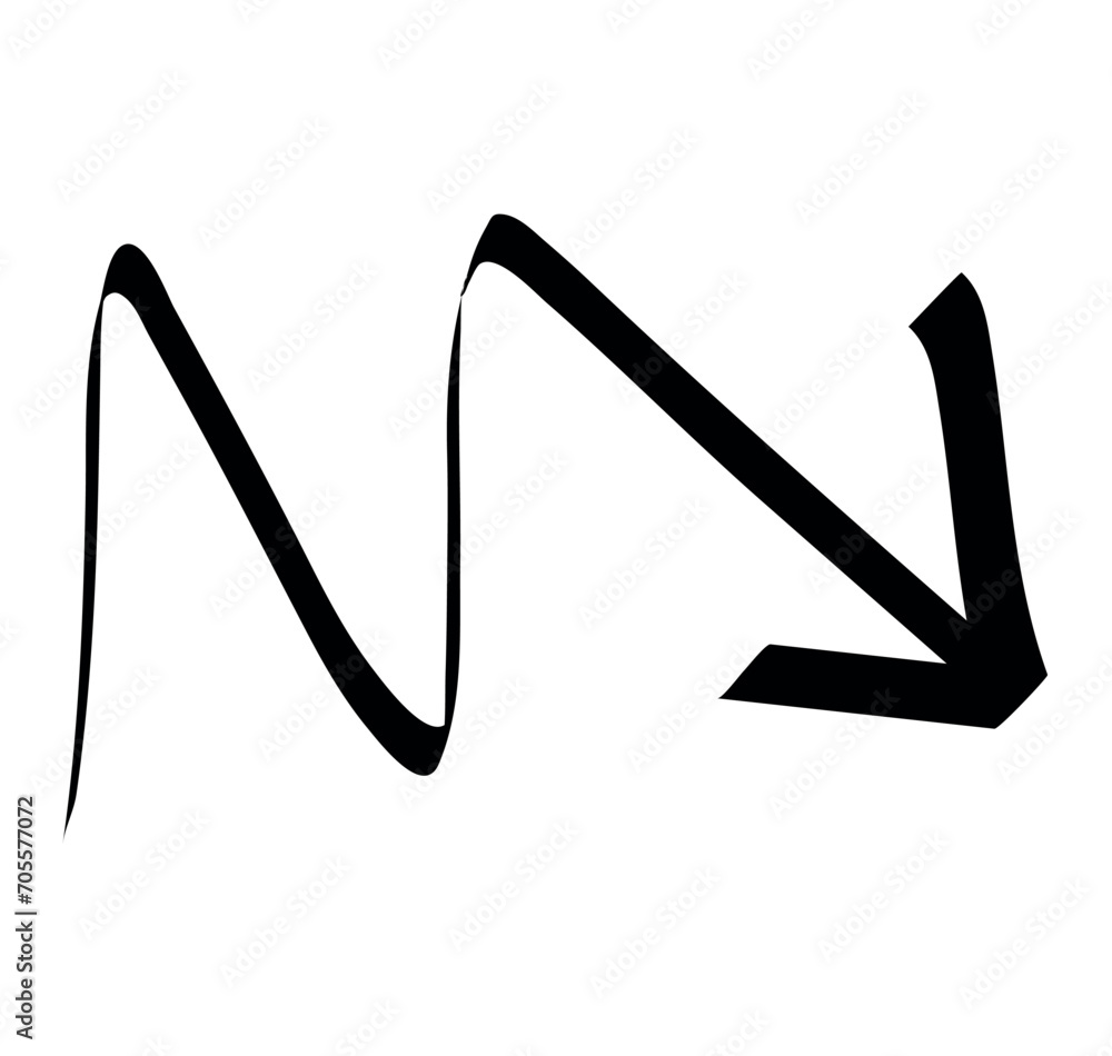 Naklejka premium Arrow element of black-white set. The minimalistic zigzag arrow symbol showcased in this illustration is a testament to the power of simplicity in design. Vector illustration.
